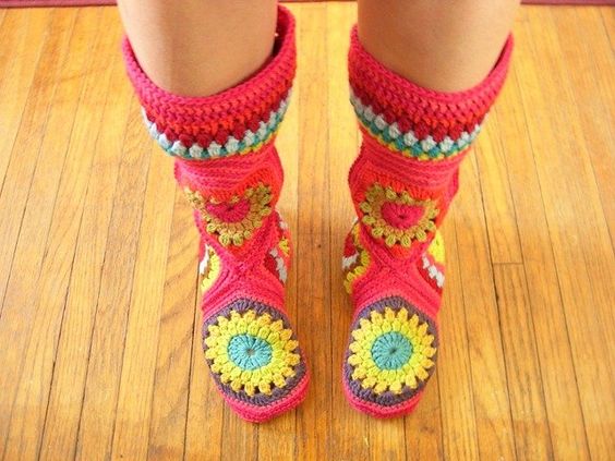 african flower crochet boots ideas 2