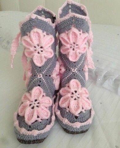 african flower crochet boots ideas 5