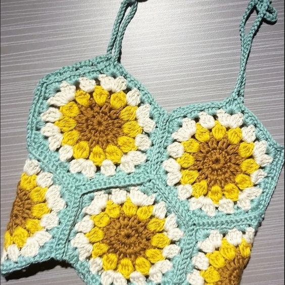 african flower crochet crop top 8