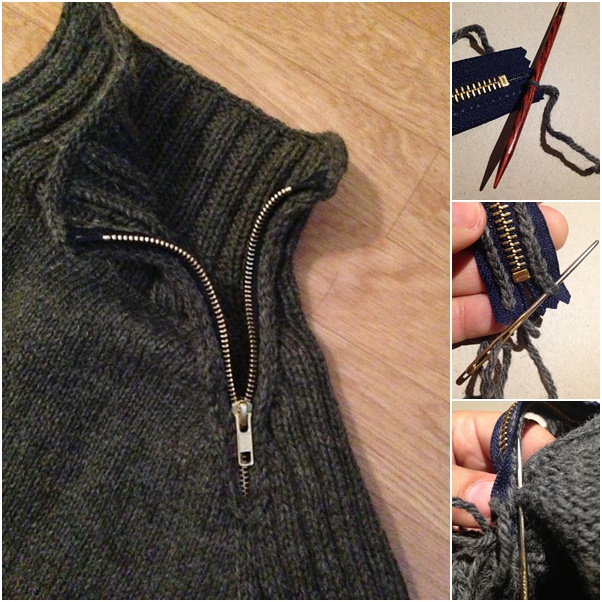 attach zipper to sweaters