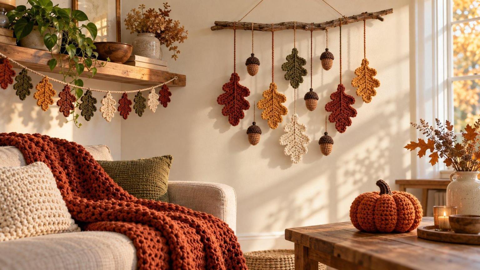 Neutral Color Fall Table Setting Autumn Crochet Decor: 20 Free Ideas For A Cozy Home
