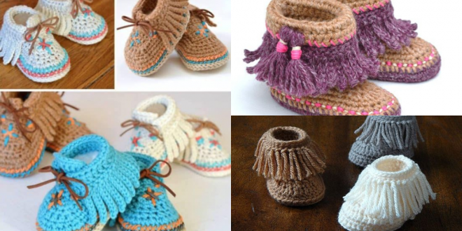 baby moccasin crochet with fringes