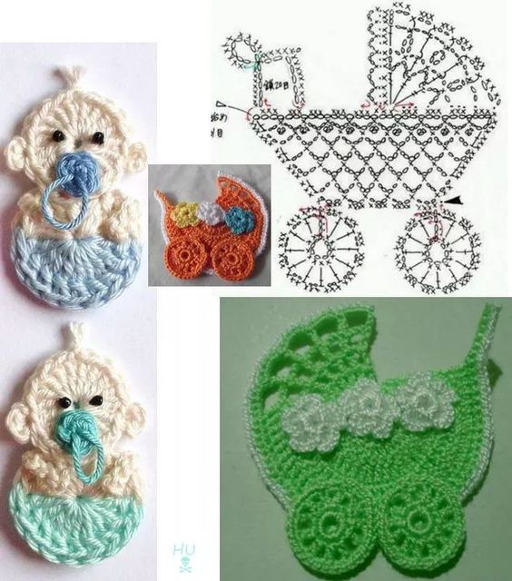 baby shower crochet applique