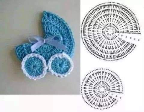 baby stroller crochet applique 1