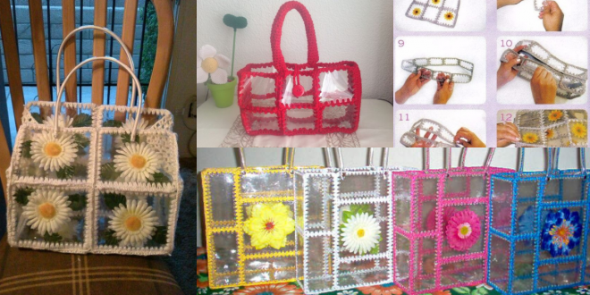 bags made with plastic bottle and crochet