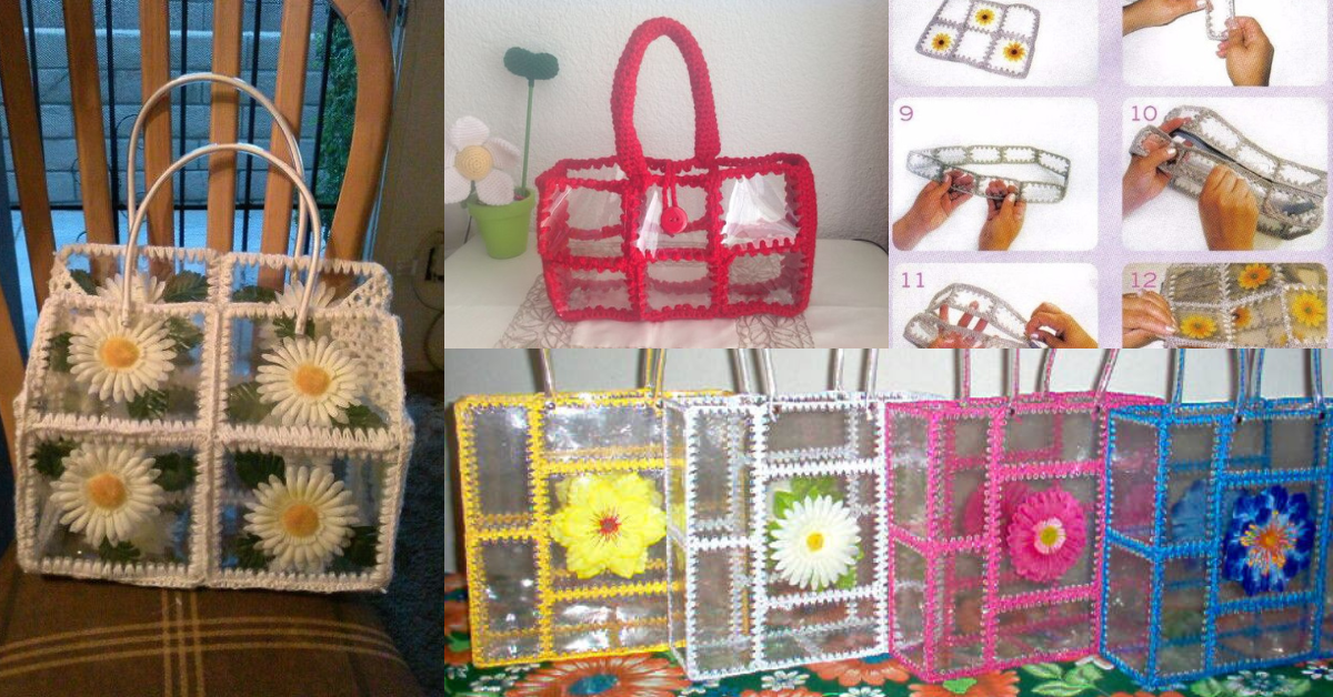 bags made with plastic bottle and crochet