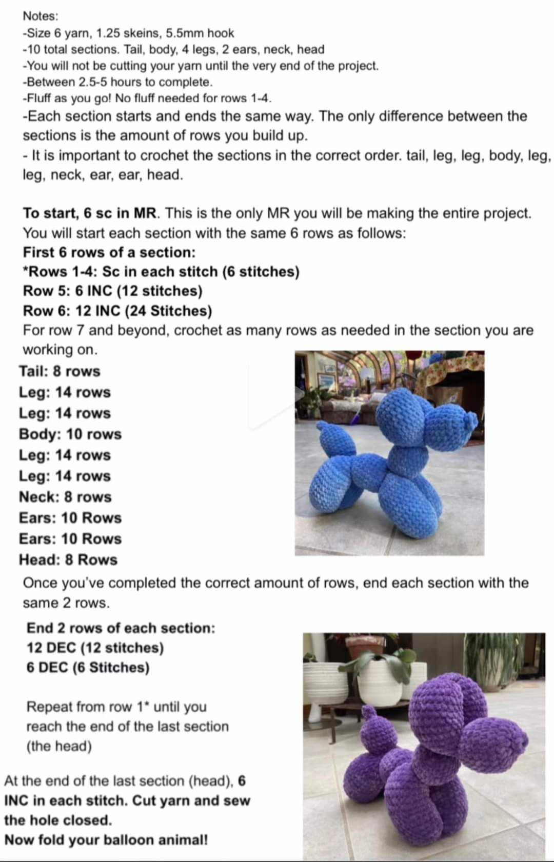 balloon dog crochet pattern