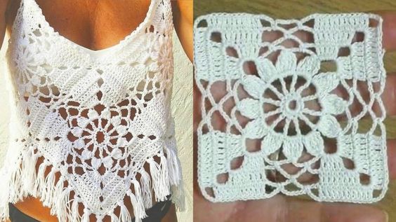 beautiful blouses made with crochet square 2