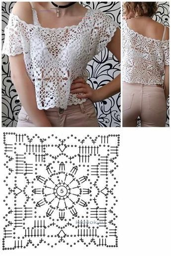 beautiful blouses made with crochet square 5