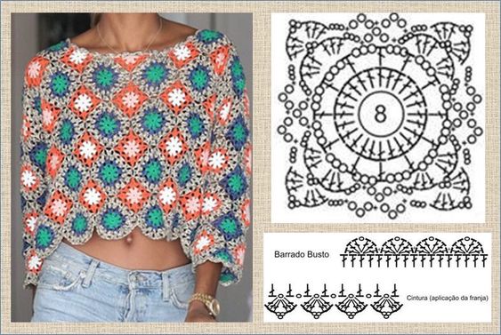 beautiful blouses made with crochet square 6