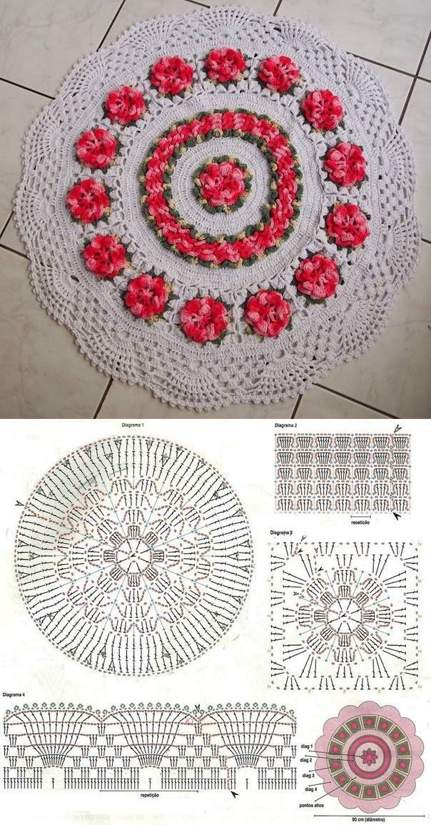 beautiful crochet rug ideas with flowers 1