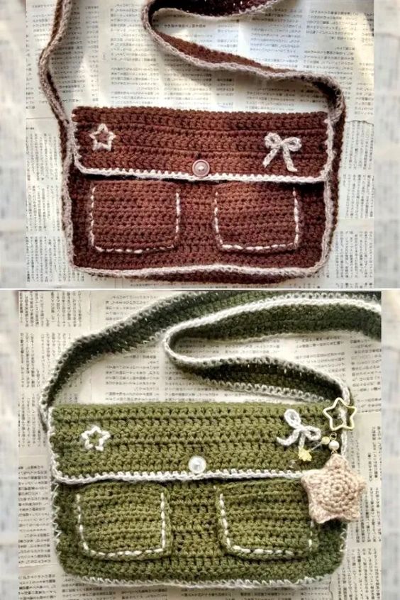 best crochet messenger bag ideas 7