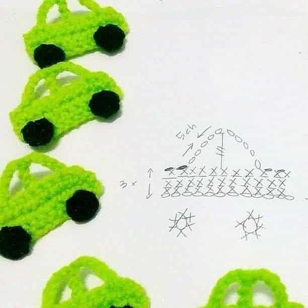 car shaped crochet appliques 3