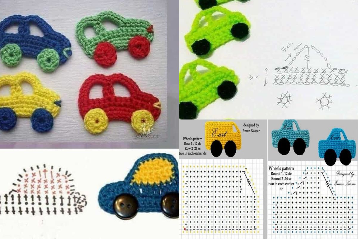 car shaped crochet appliques 6