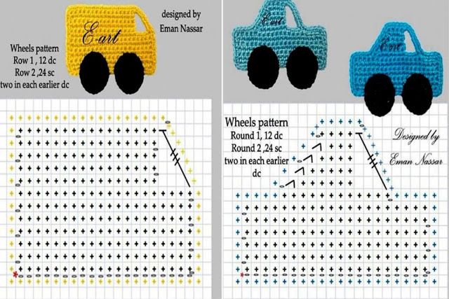 car shaped crochet appliques 7