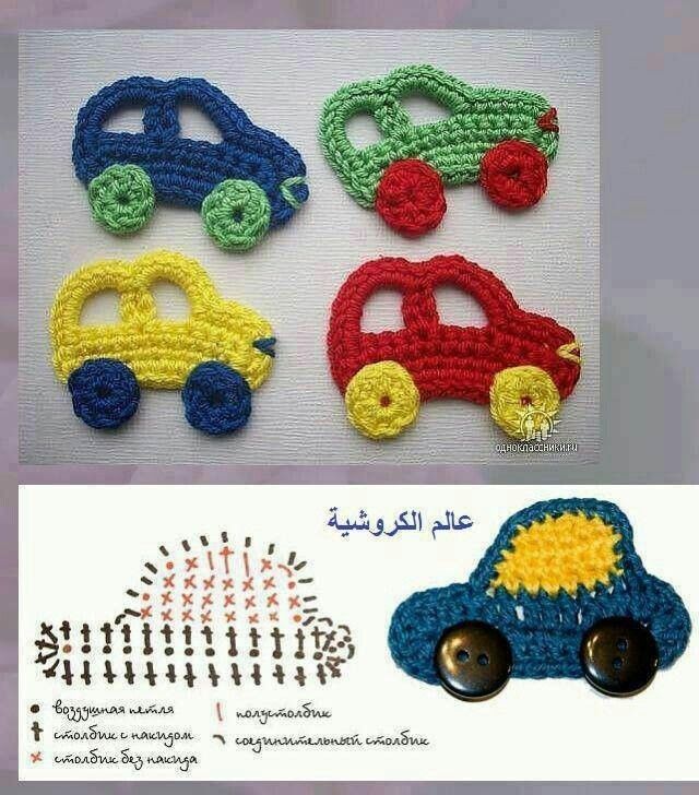 car shaped crochet appliques 8