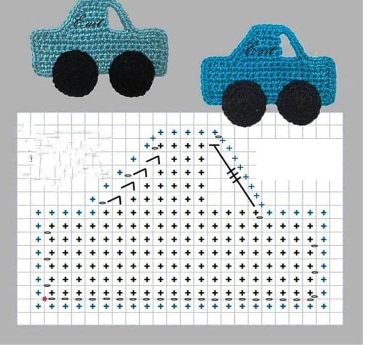 car shaped crochet appliques