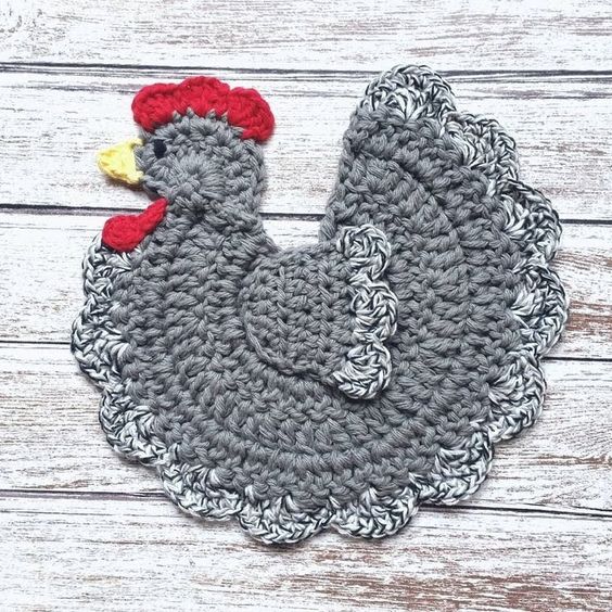 chicken potholder crochet 5