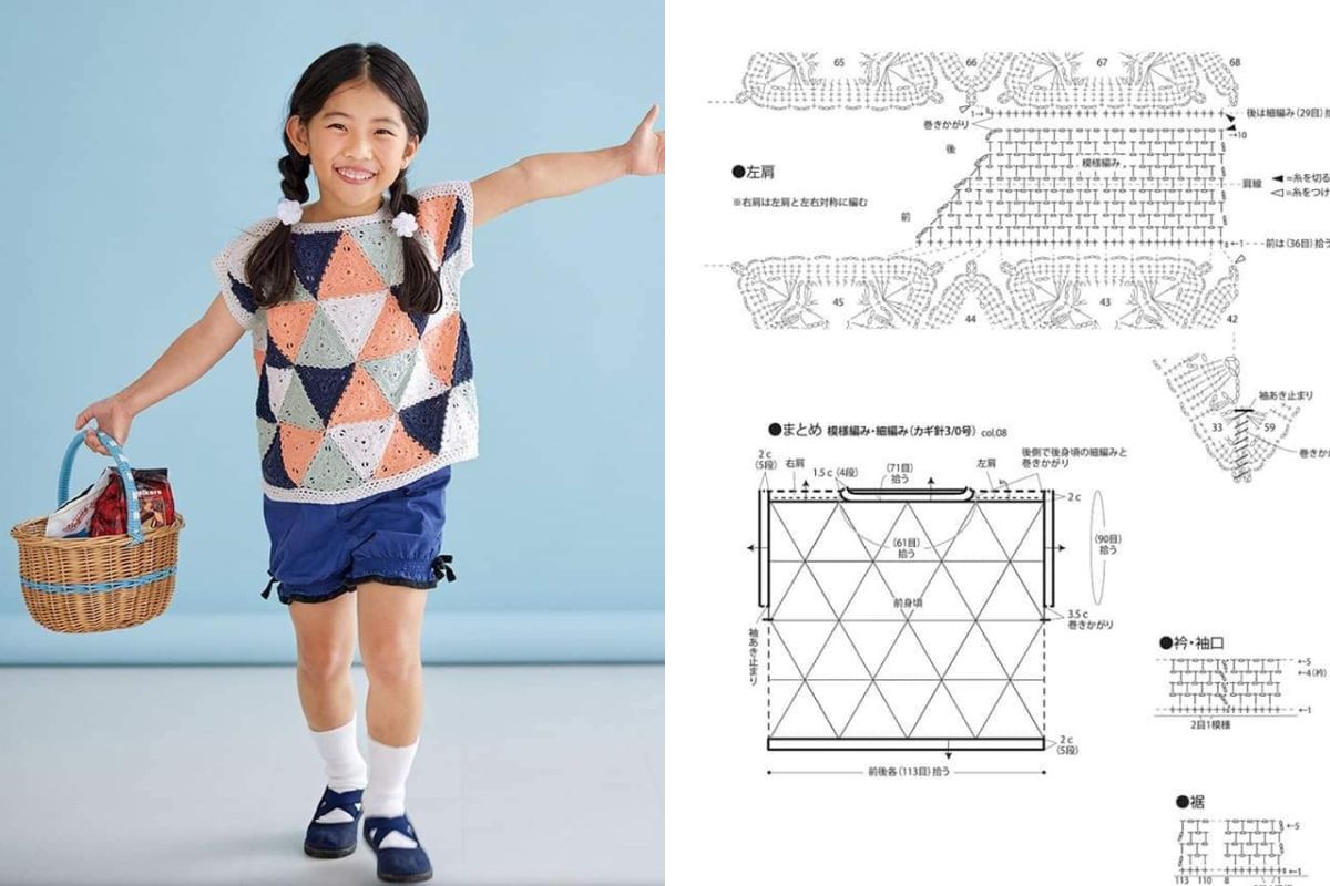 childrens blouse with crochet square 5