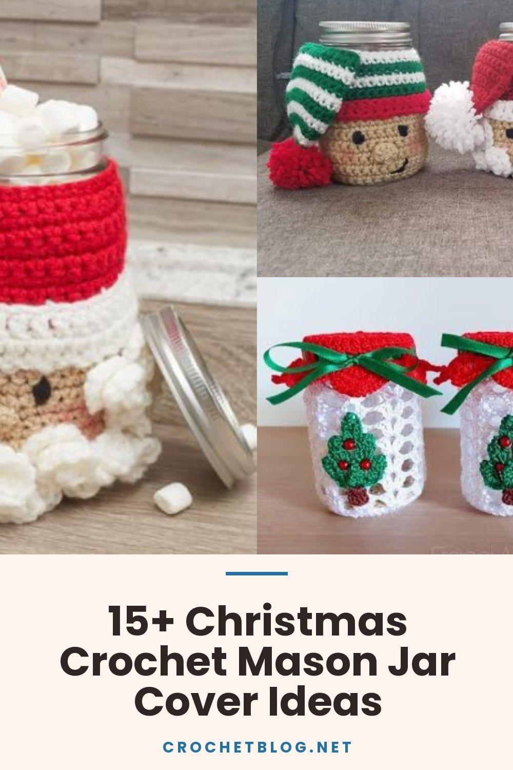 15+ Christmas Crochet Mason Jar Cover Ideas