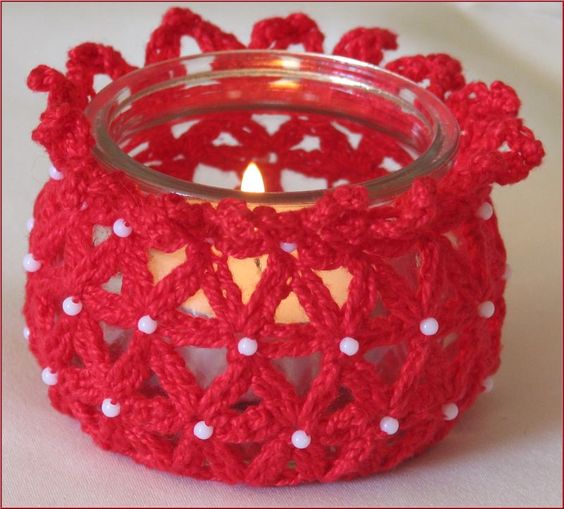 christmas crochet mason jar cover ideas 8