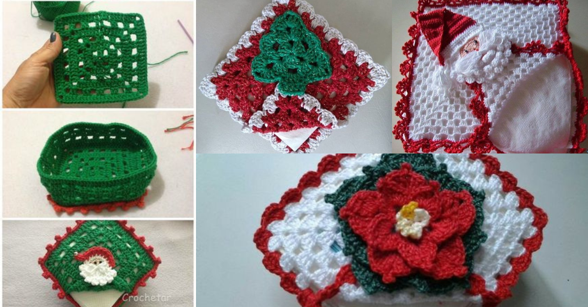 christmas crochet napkin holders ideas
