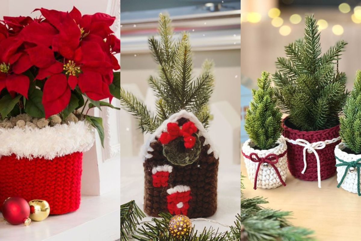 christmas crochet planter ideas 10