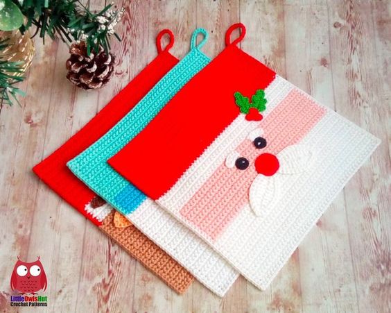 christmas crochet potholders ideas 5