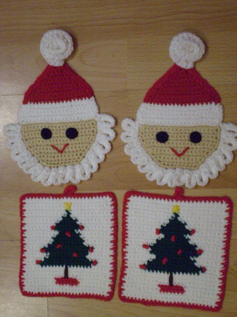 christmas crochet potholders ideas 7
