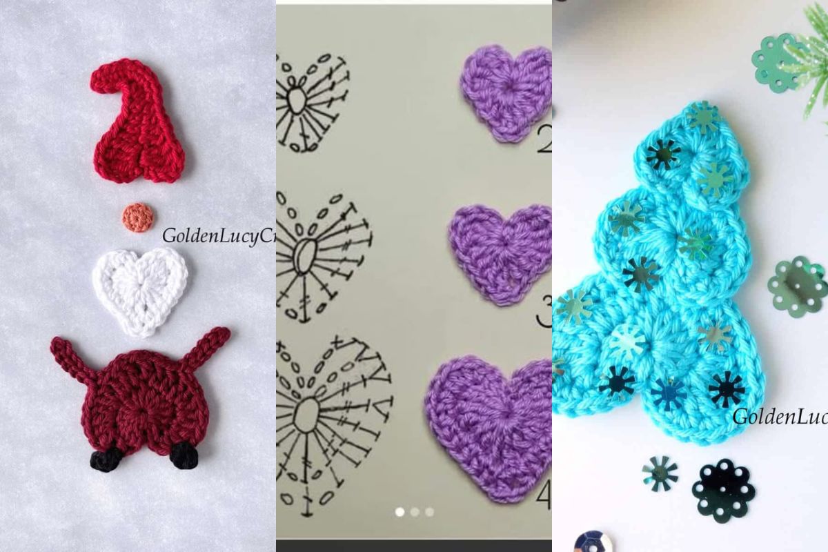 christmas decoration made with crochet hearts 5