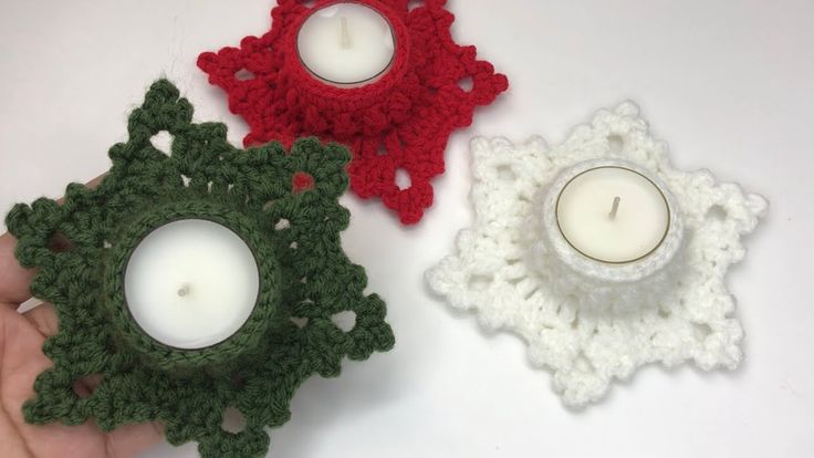 christmas star with crochet candle holder 1