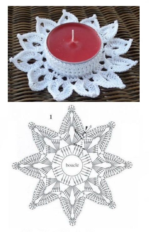 christmas star with crochet candle holder 2