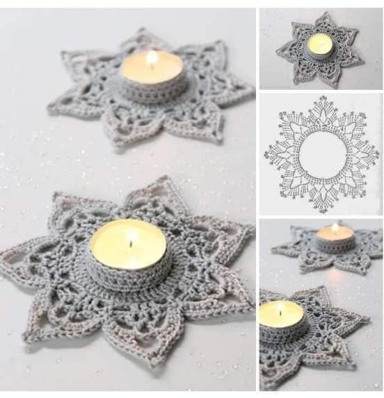 christmas star with crochet candle holder 3