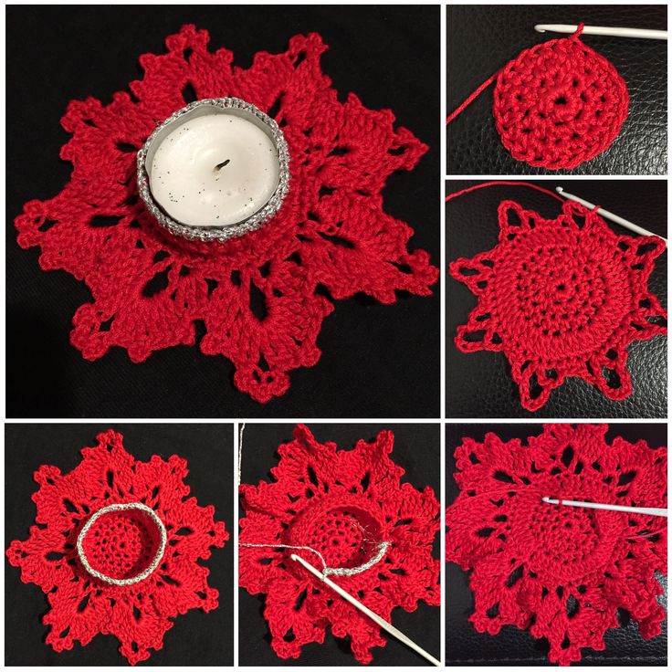 christmas star with crochet candle holder 6