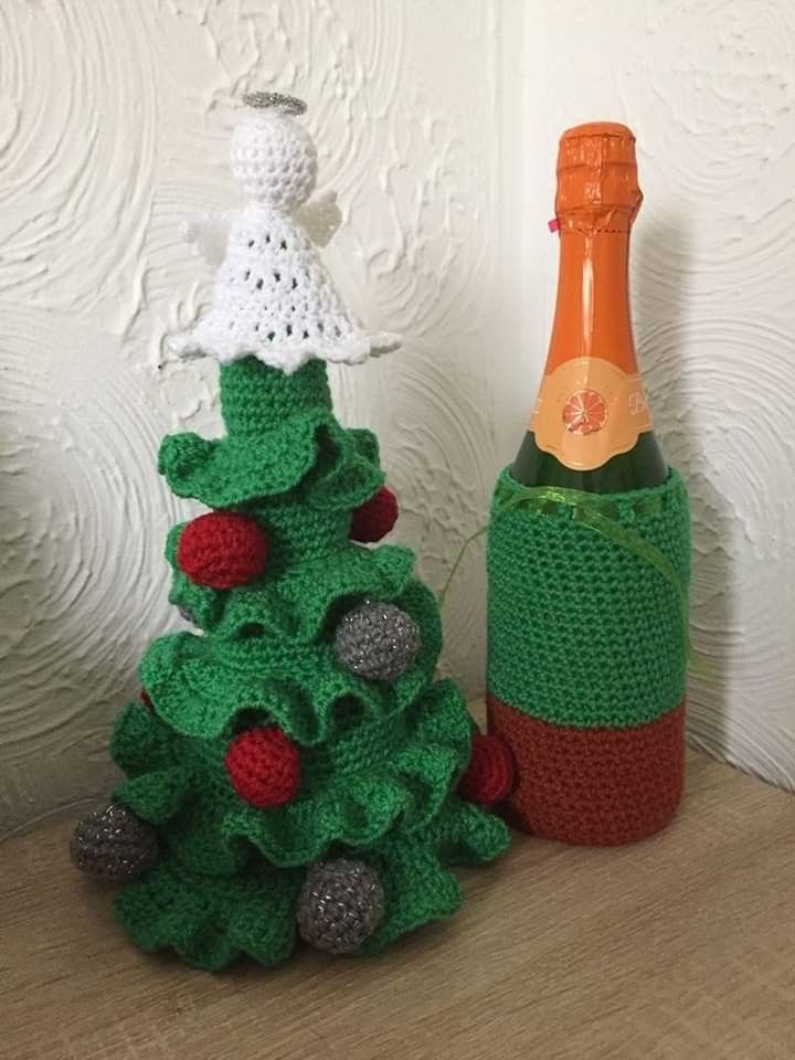 christmas wine bottle crochet free pattern 1 1