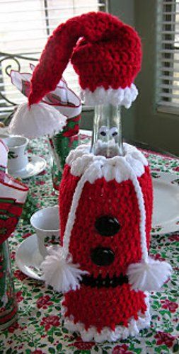 christmas wine bottle crochet free pattern 1