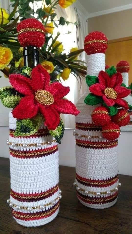 christmas wine bottle crochet free pattern 2