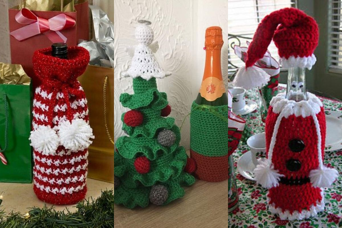 christmas wine bottle crochet free pattern 6