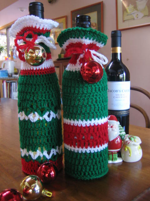 christmas wine bottle crochet free pattern