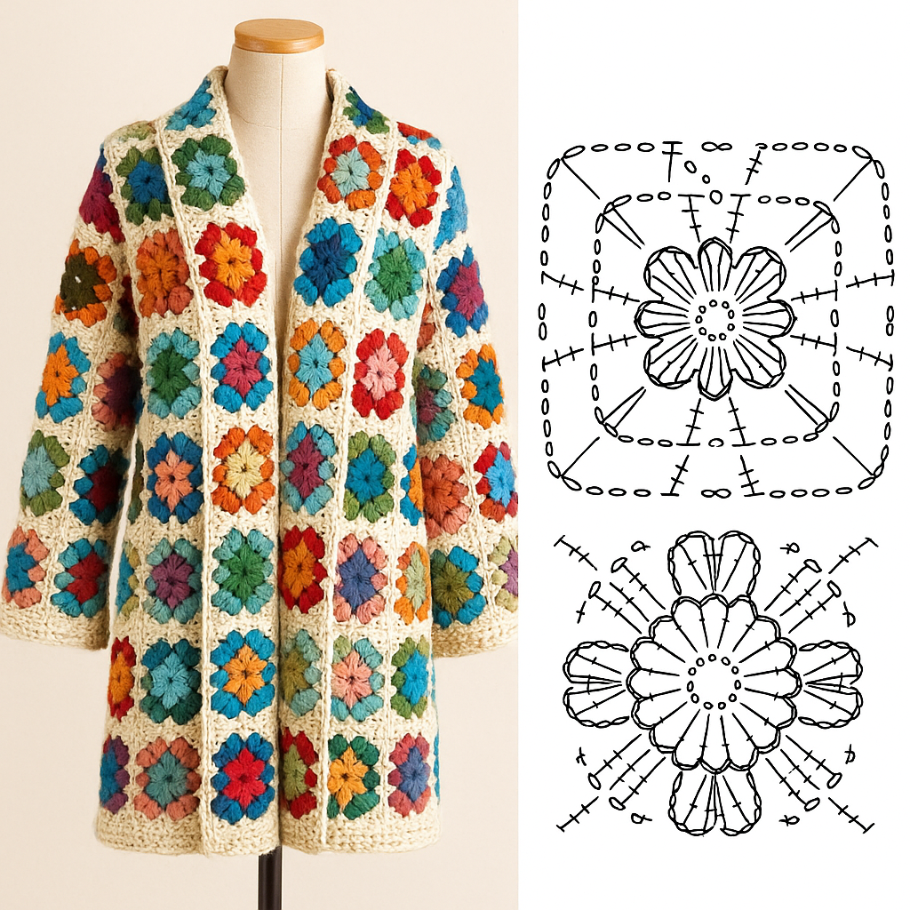 coats made with crochet squares 1