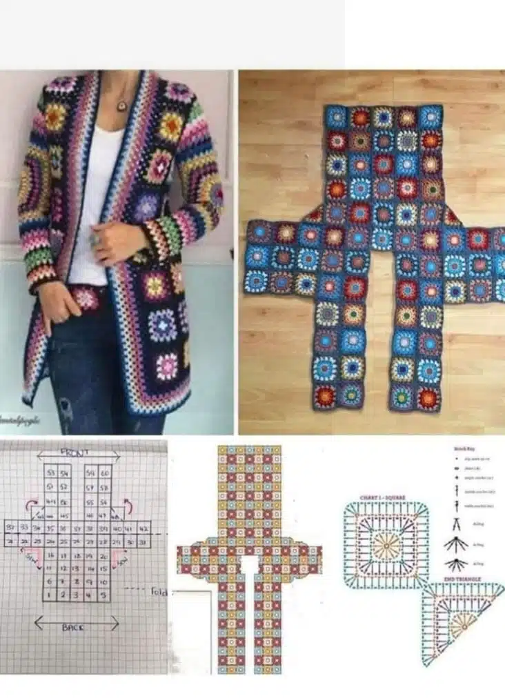 coats made with crochet squares 1