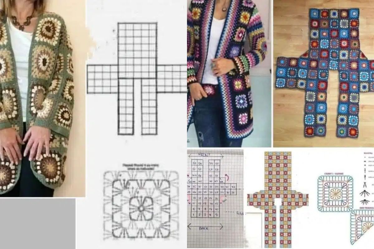 coats made with crochet squares
