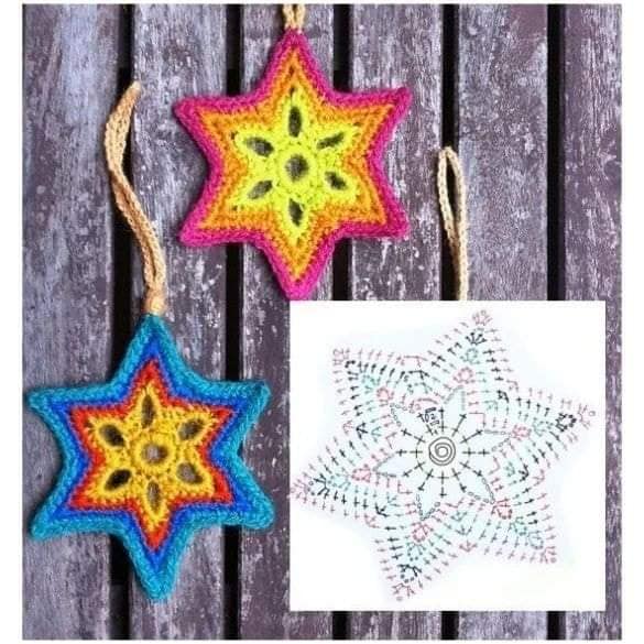 colorful christmas crochet stars 1