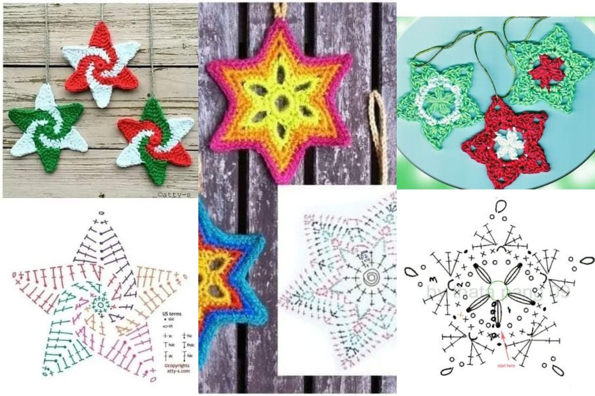 colorful christmas crochet stars 11