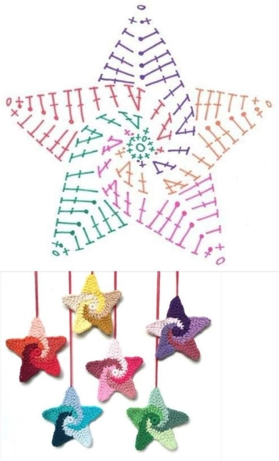 colorful christmas crochet stars 3