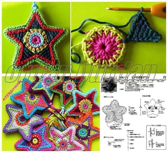 colorful christmas crochet stars 9