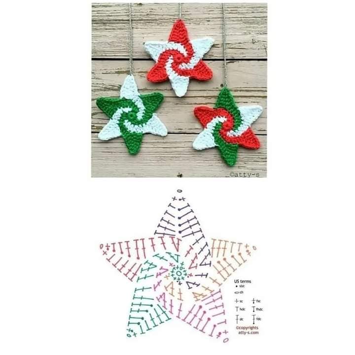 colorful christmas crochet stars