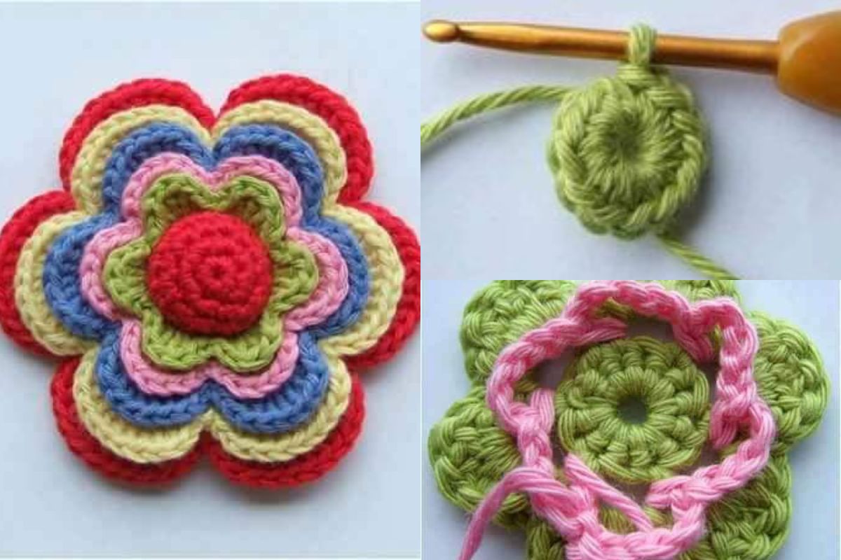 colorful crochet flower step by step guide 13