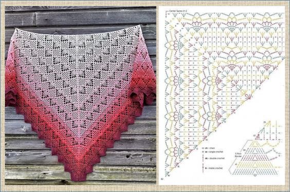 colorful crochet shawls ideas and graphics 1