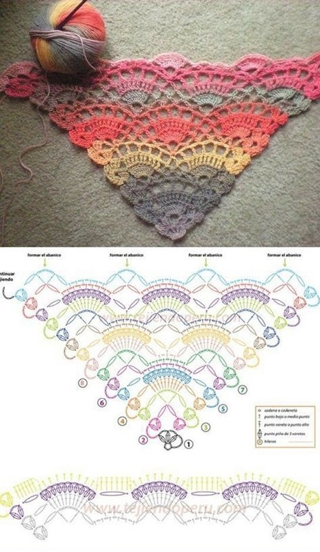 colorful crochet shawls ideas and graphics 2